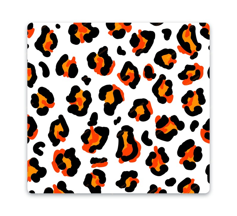 Orange + Black Leopard Print Seamless Pattern Overlay - Leopard Print ...