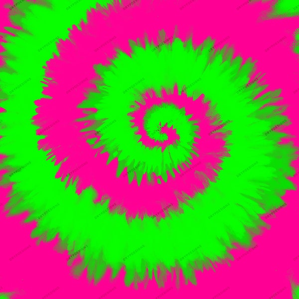 Pink + Green Tie-Dye Swirl Digital Paper Background - Vibrant Watermelon Tiedye PNG - Digital Download Files