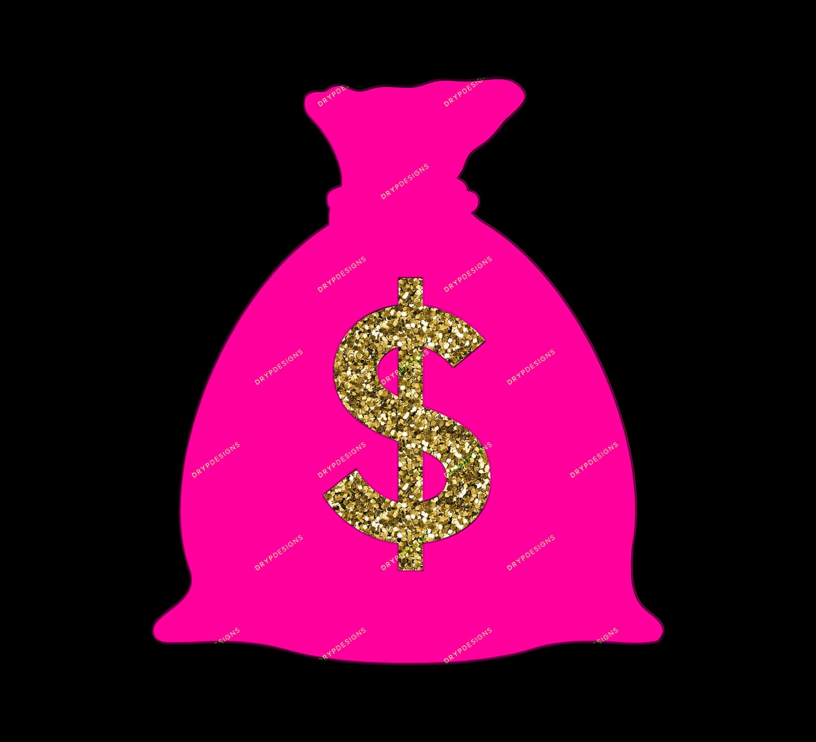 Pink Money Bag PNG Graphic Gold Glitter Money Sign Etsy