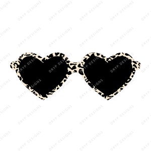 Pink & Leopard Print Herz Sonnenbrille PNG Bundle Digitaler Download