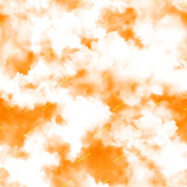 Orange Clouds Seamless Digital Paper Background Texture - Bright Vibrant Orange Sky with Clouds PNG - Digital Download Files