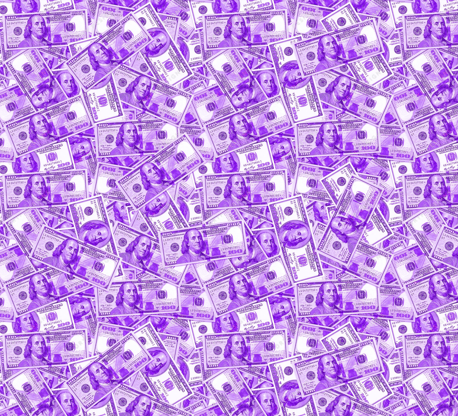 Purple Money Background 100 Dollar Bills Seamless Digital Etsy