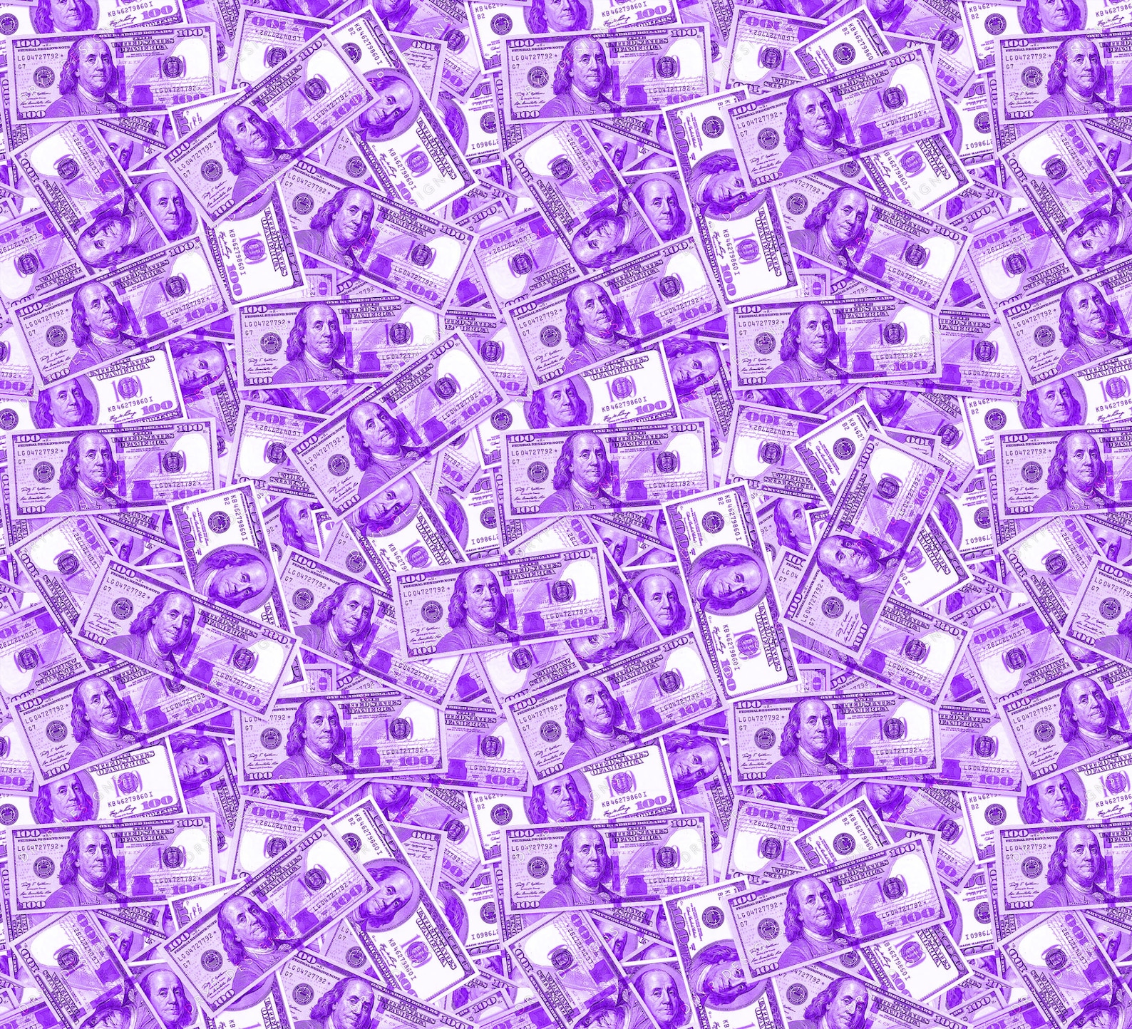 Purple Money Background 100 Dollar Bills Seamless Digital Etsy