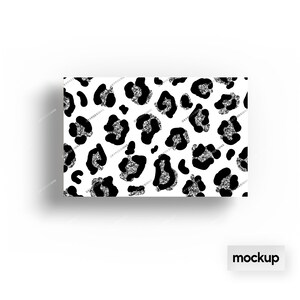 May include: A seamless pattern featuring black and silver glitter leopard print on a white background.