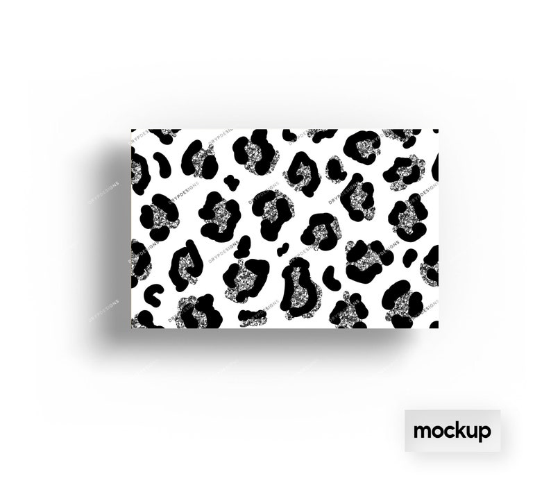 May include: A seamless pattern featuring black and silver glitter leopard print on a white background.