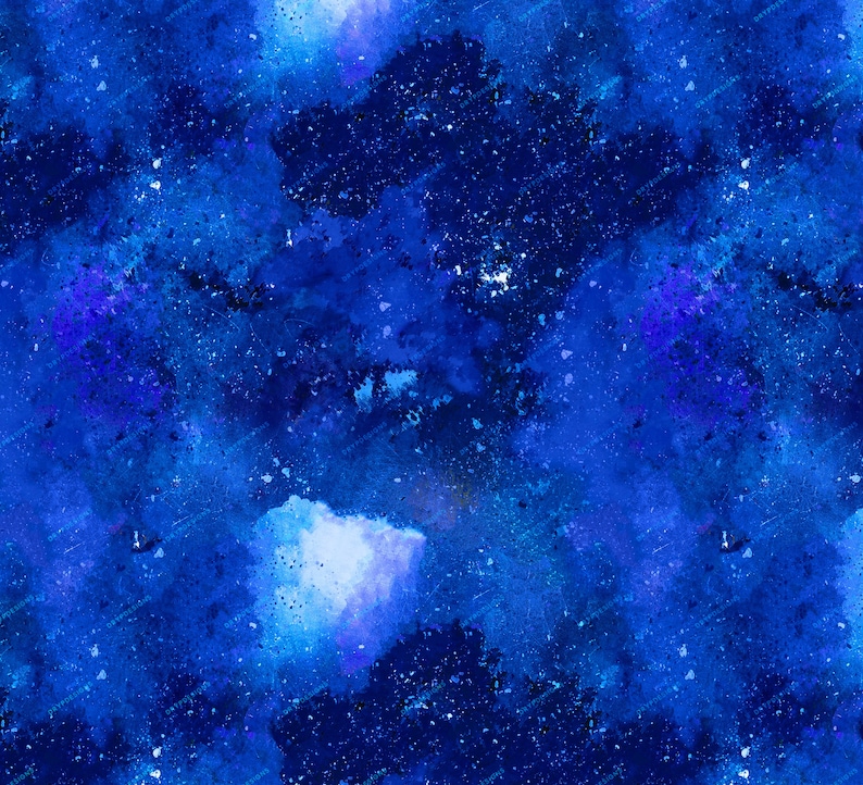 Blue Galaxy Painted Watercolor Seamless Digital Paper Background ...