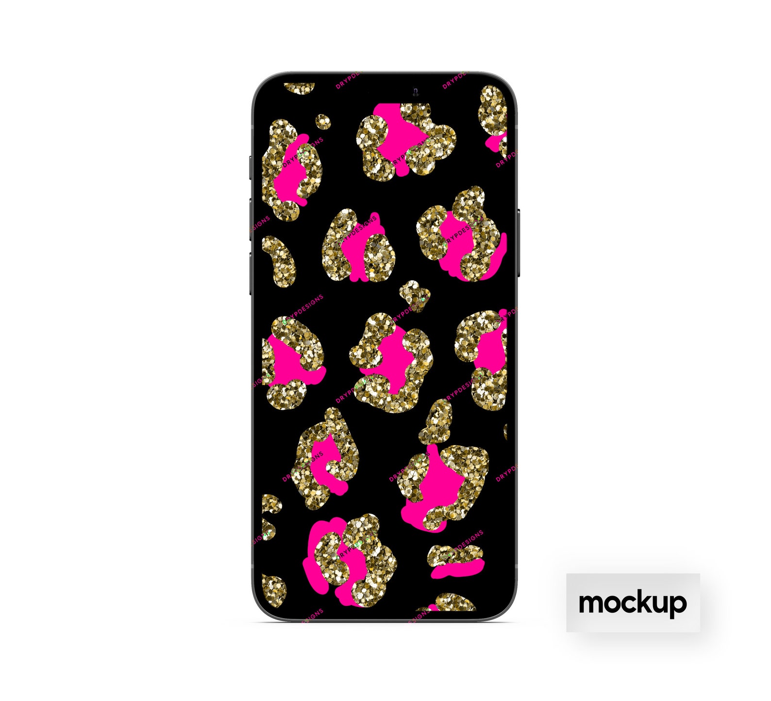 Gold Glitter + Pink Leopard Print PNG Seamless Pattern - Transparent ...