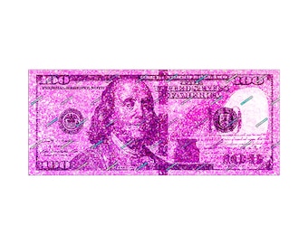 Pink Glitter 100 Dollar Bill PNG Graphic - Digital Download Files