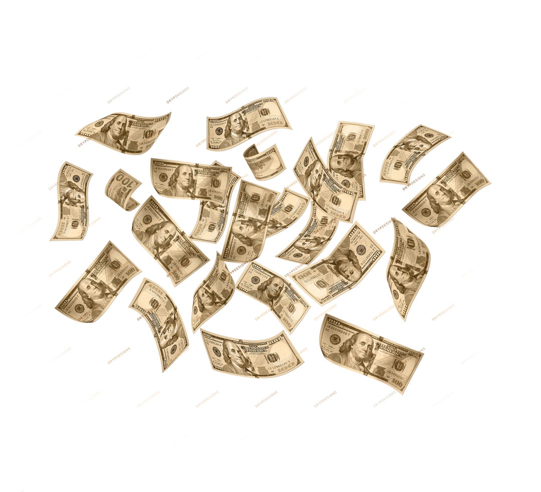 Raining Gold Money 100 Dollar Bills PNG Graphic Overlay - Falling Money ...