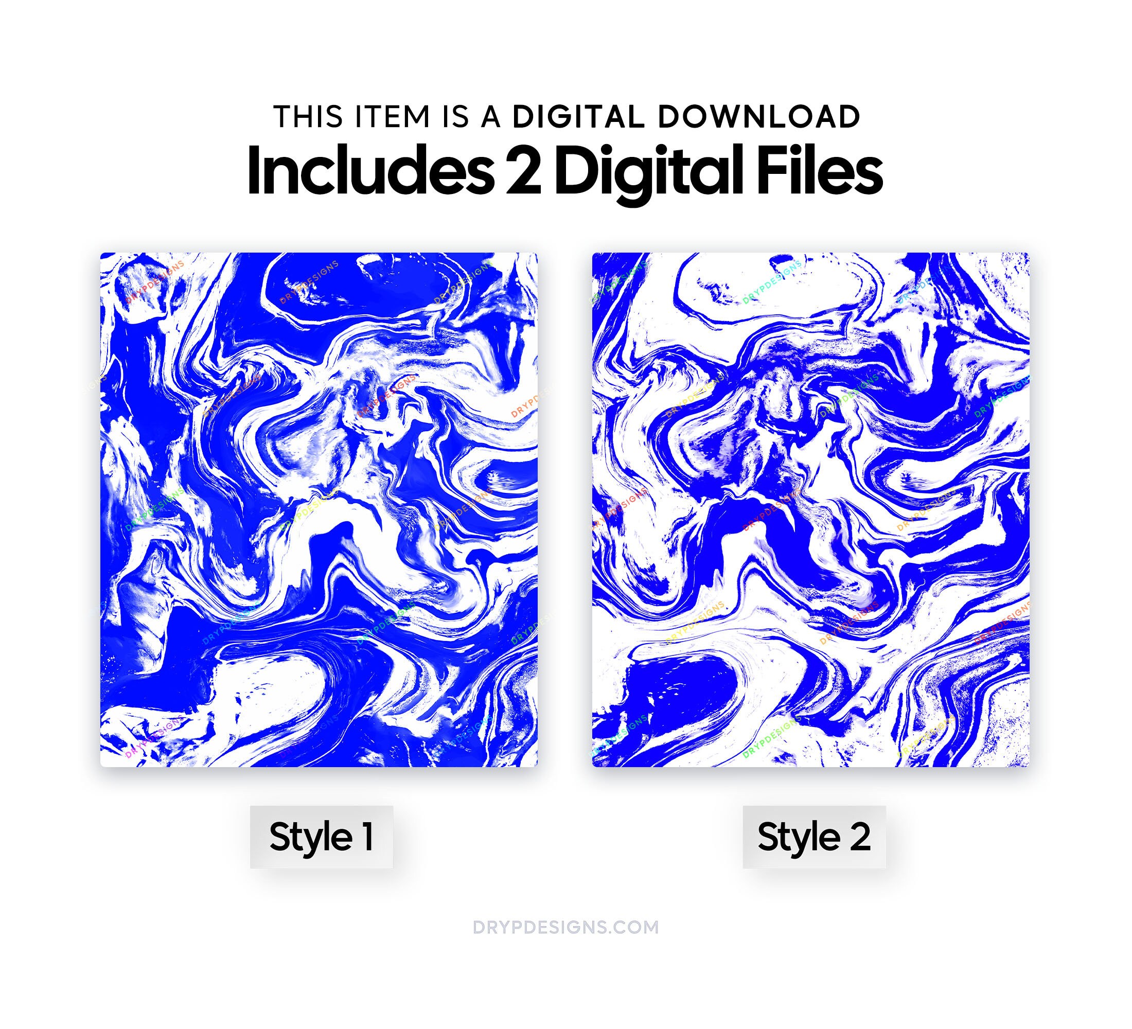 Blue + White Marble Swirl Seamless Background Texture - Abstract Liquid ...