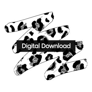 May include: Digital download graphic featuring a black and white animal print with silver glitter accents. The graphic is in the shape of a zig-zag.