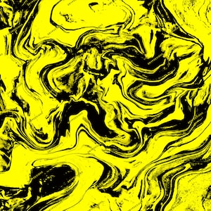 May include: Abstract digital art featuring a swirling pattern of black and yellow paint. The colors are vibrant and the design is dynamic.