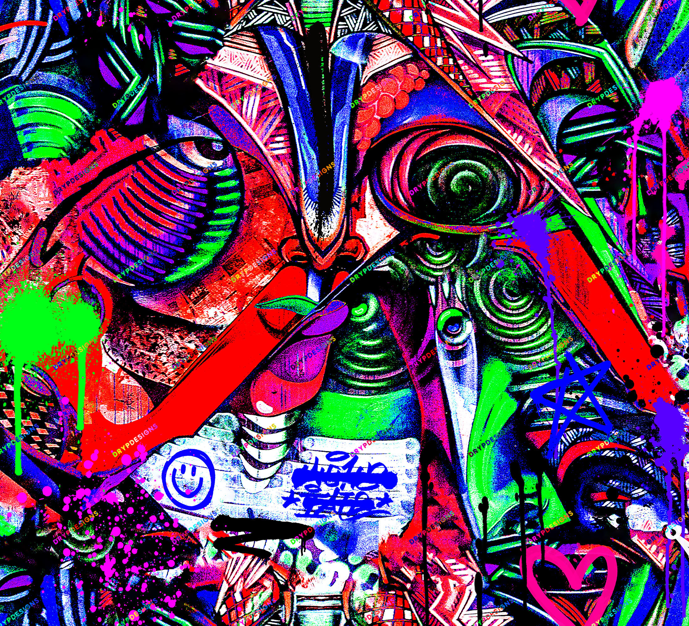 Imirell Graffiti-Neon-Hintergrund 2,0x1,8m – Leuchtend Bunte Fotohintergrund Für Geburtstag, Party, Fotoshooting