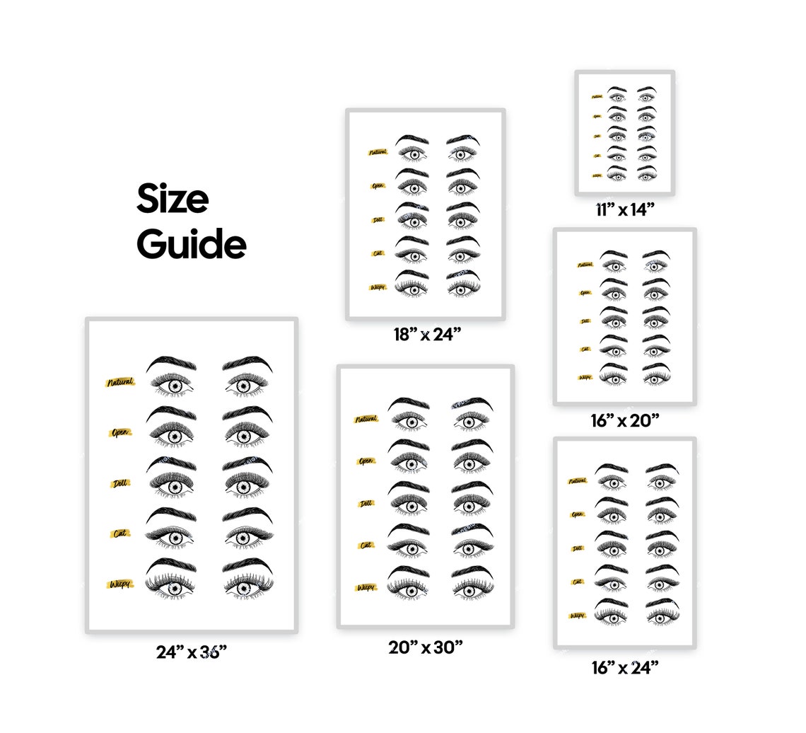 Full Eye Lash Style Chart Eyelash Extension Styles Digital - Etsy