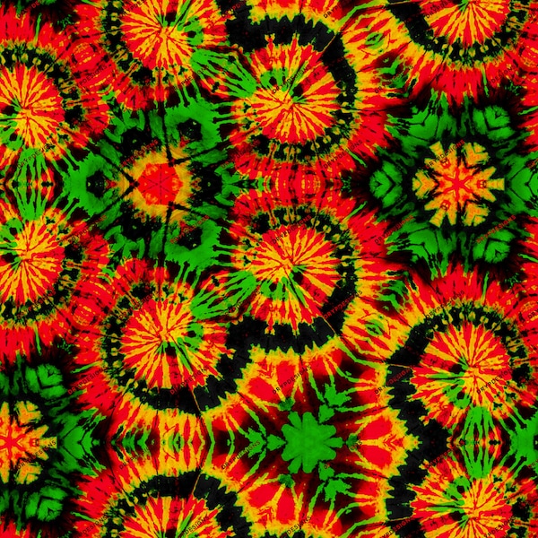 Rasta Black + Red + Yellow + Green Tiedye Seamless Digital Paper Background Pattern PNG - Digital Download Files