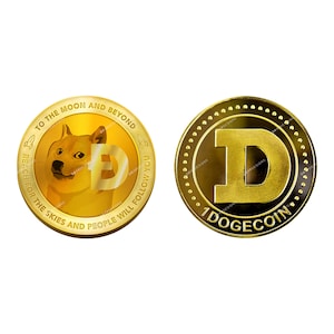 Gold Dogecoin Crypto PNG Bundle Digital Download