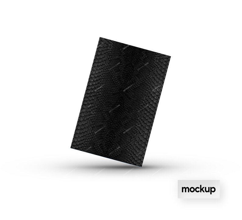 May include: Black card mockup with a snakeskin texture.