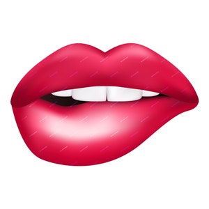 Juicy Pink Lips Sexy Lip Bite PNG + SVG Graphic - Lips Clipart - Digital Art Print - Instant Digital Download Files