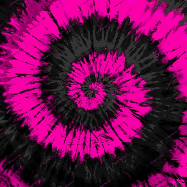 Black + Pink Tie-Dye Digital Paper Background Texture - Bold Tie-Dye Swirl PNG - Digital Download Files