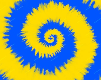 Blue Yellow Tie-dye Swirl Digital Paper Background Pattern Digital Download  Files 