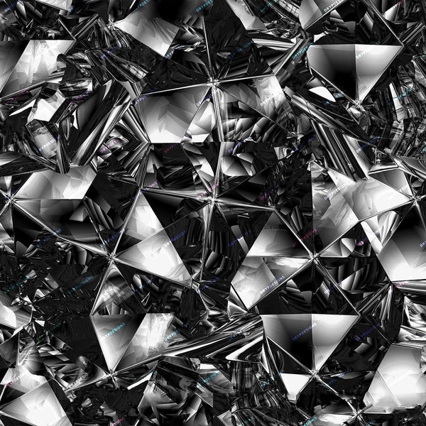 Black Diamonds Seamless Background Texture - Modern Luxurious Black Crystal Aesthetic Digital Paper Wallpaper - Digital Download Files