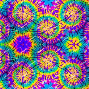 Psychedelic Purple Rainbow Tie-Dye Seamless Background Pattern - Tie-Dye PNG Digital Paper Download Files