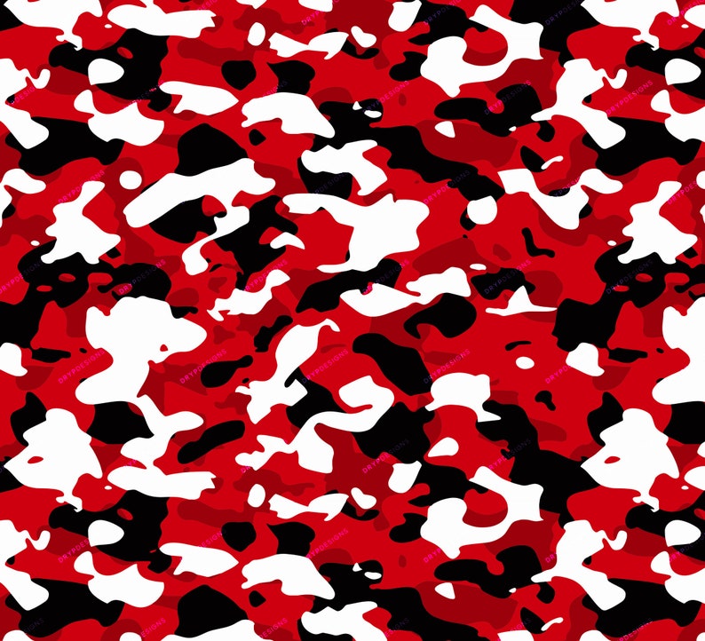 Red Camo Seamless Background Pattern Vibrant Red Camouflage SVG PNG Digital Paper Download Files image 2