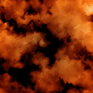 Puede incluir: Arte digital abstracto con un patrón arremolinado de nubes naranjas y negras. El diseño tiene una apariencia ahumada y texturizada con el texto "DRYPDESIGNS" repetido en toda la imagen. El efecto general recuerda al fuego o al humo.