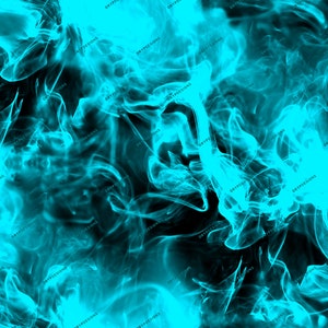 May include: Abstract digital art featuring swirling blue smoke on a black background.