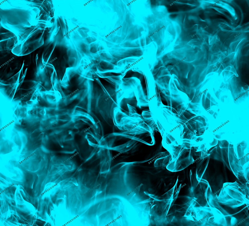 May include: Abstract digital art featuring swirling blue smoke on a black background.