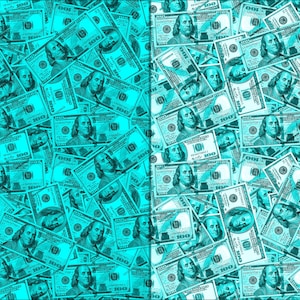 Türkis 100 Dollarscheine Nahtloses Hintergrundmuster - Teal USD Banknote Bargeld Geld Digitales Papier PNG - Sofortiger digitaler Download Dateien