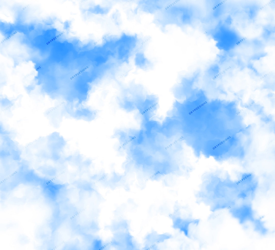 Blue and white watercolor paint blue sky clouds pattern Greeting