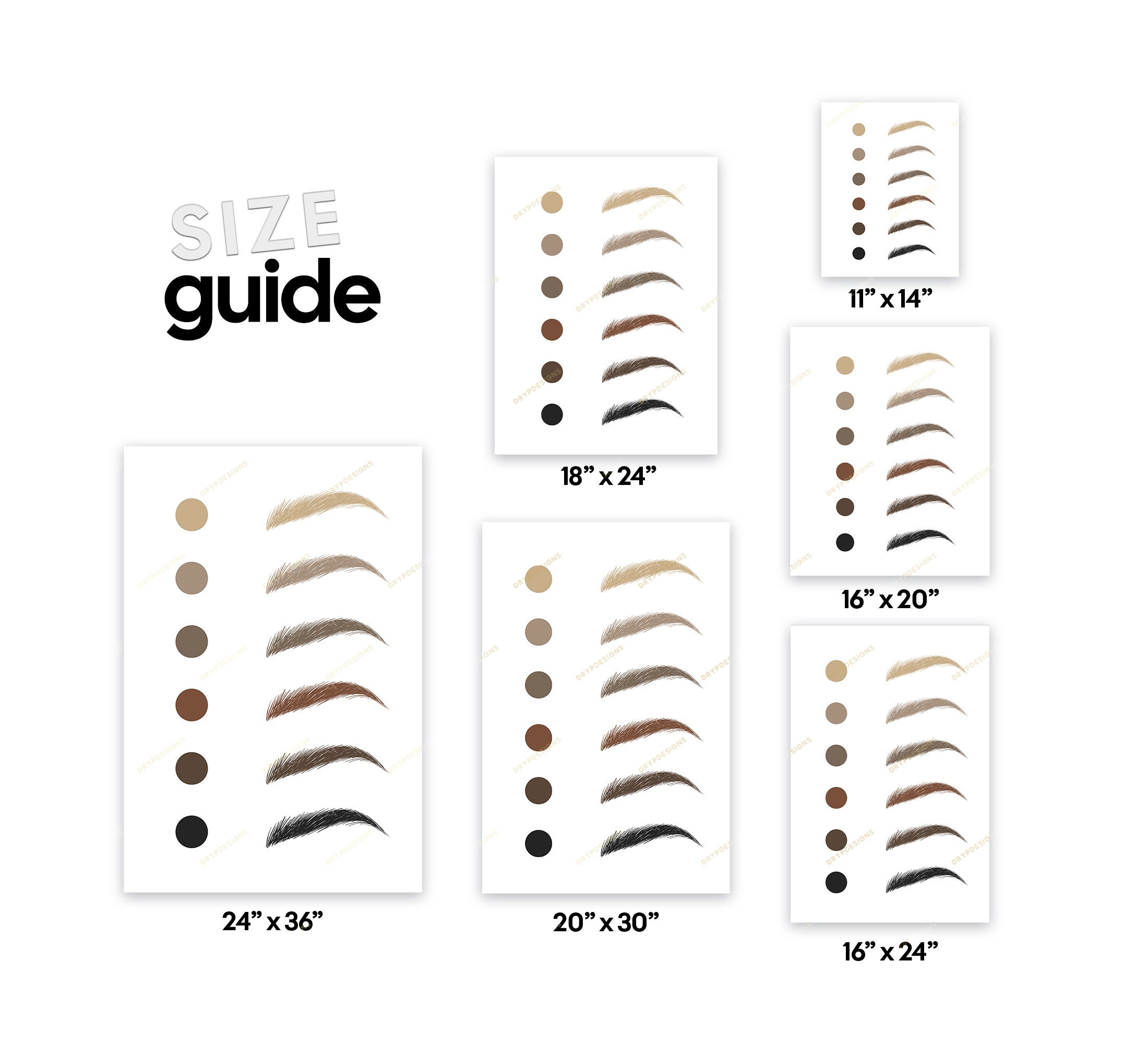 Eyebrow Color Chart Digital Art Print Natural Hair Color - Etsy Australia