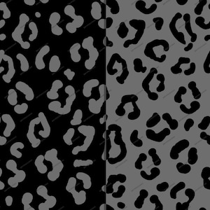 Zwart + Grijs Luipaard Print Naadloze Achtergrond Patroon - Donkere Bold Monotone Cheetah Print Digitaal Papier - PNG Digitale Download Bestanden