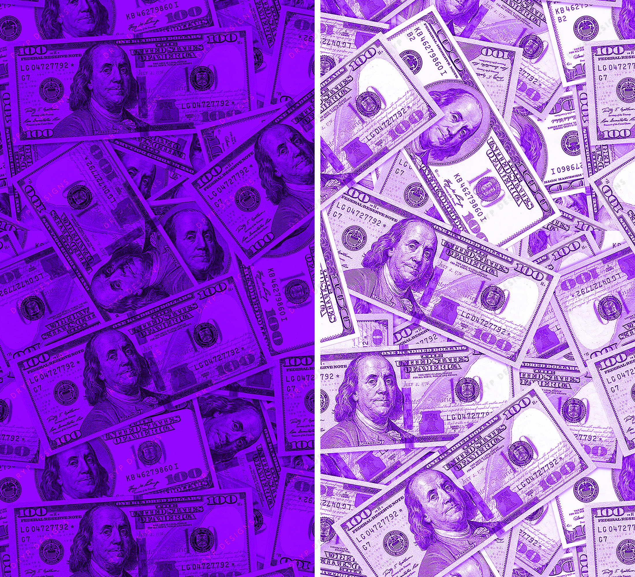 Purple Money Background 100 Dollar Bills Seamless Digital Etsy