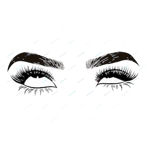 Eye Roll Lash Gráfico de ilustração SVG + PNG - Lindos cílios desenhados à mão - Arquivos de download digital instantâneo