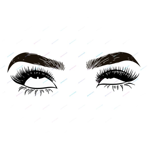 Eye Roll Lash SVG + PNG Illustration Graphic - Beautiful Hand Drawn Lashes - Instant Digital Download Files