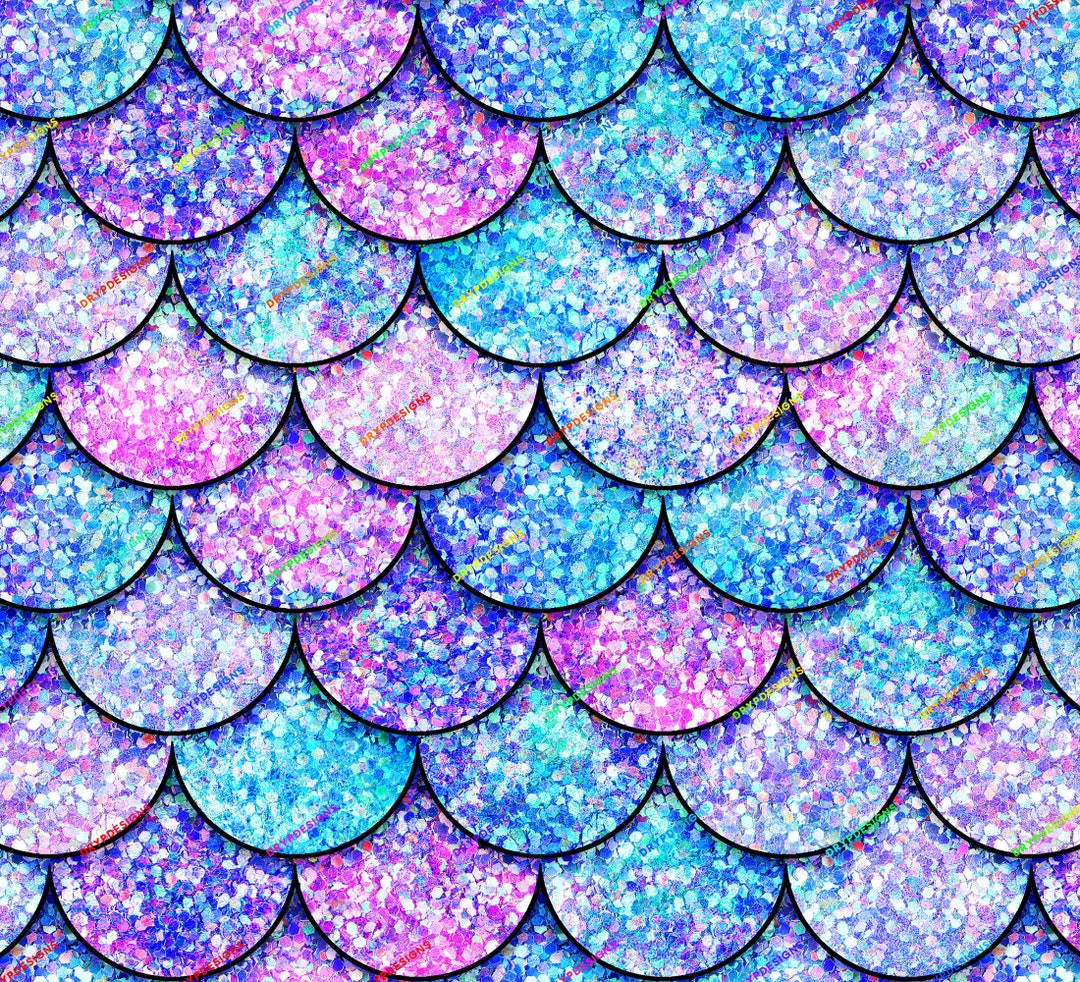 Holographic Glitter Mermaid Scales Seamless Digital Paper Background