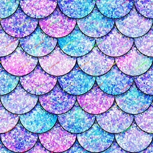 Holographic Glitter Mermaid Scales Seamless Digital Paper Background - Digital Download Files