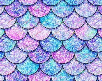 Holographic Glitter Mermaid Scales Seamless Digital Paper Background - Digital Download Files