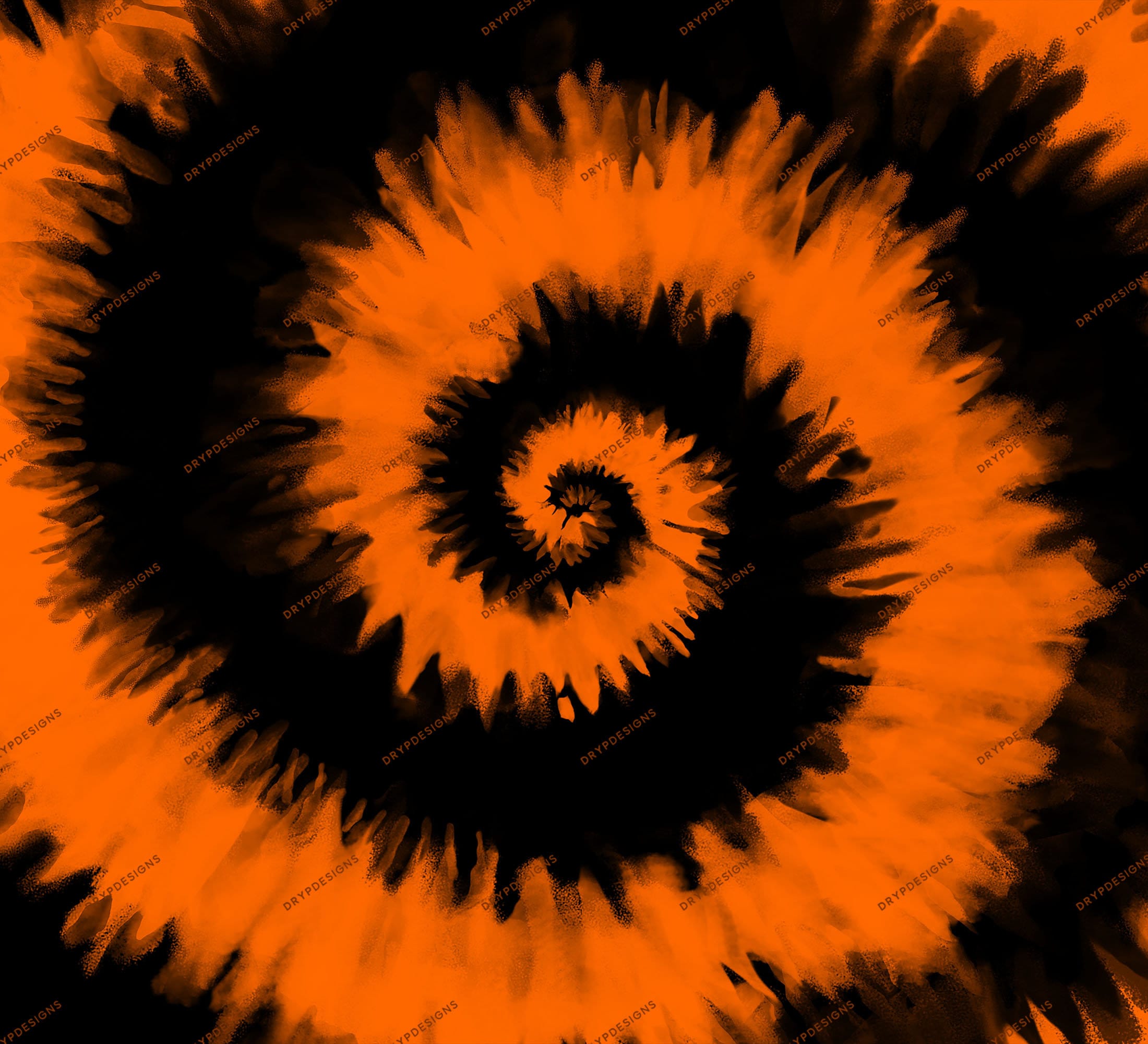 Orange Black Tie-dye Swirl Digital Paper Background Pattern