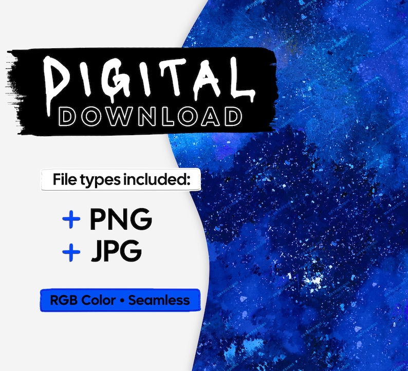 Blue Galaxy Painted Watercolor Seamless Digital Paper Background ...