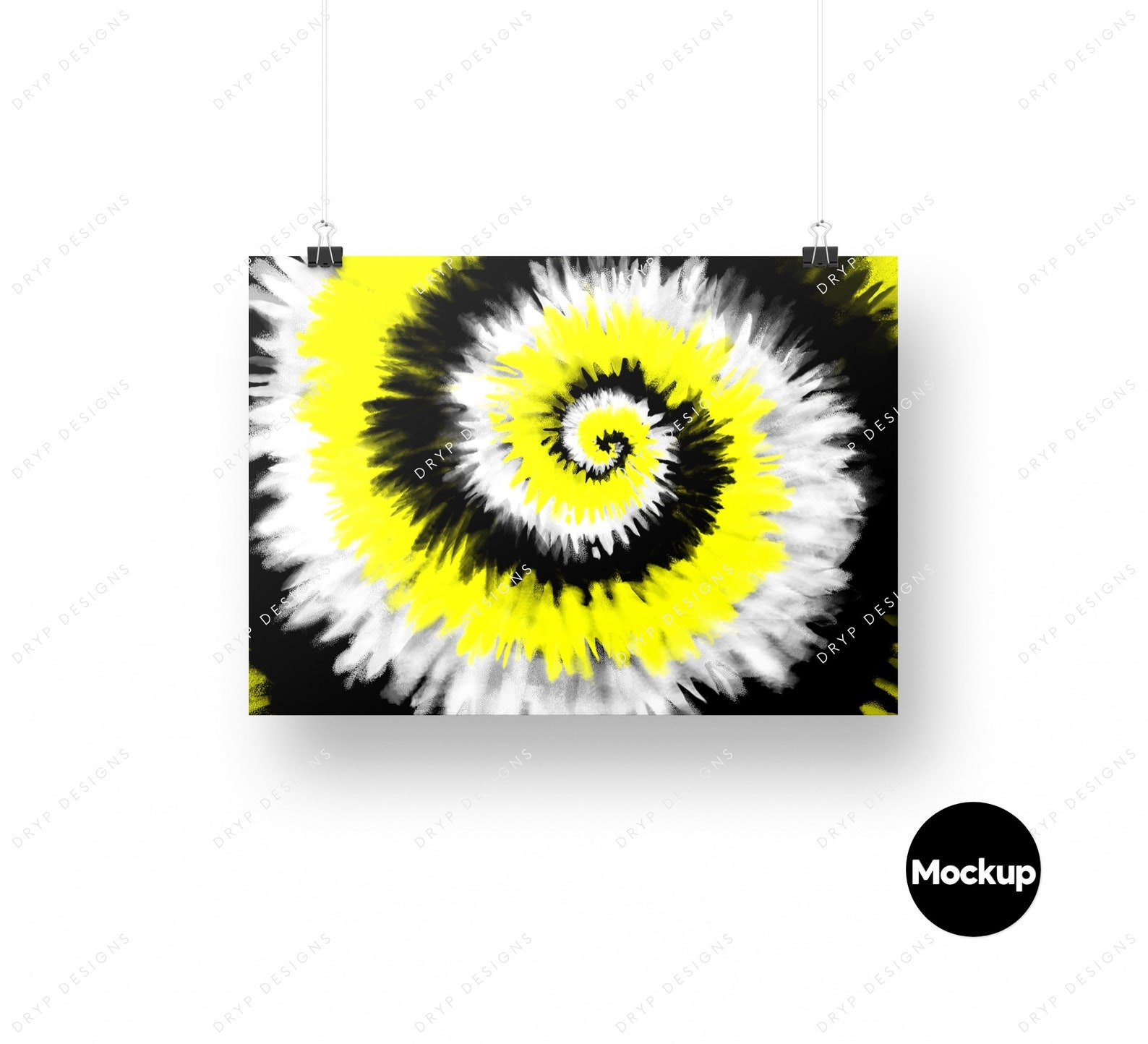 Black White Yellow Tiedye Swirl Background Pattern Etsy