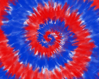 Rosso + Blu Patriottico Tie-Dye Swirl Digital Paper Background Pattern - Rosso Bianco Blu Tiedye Digital Download Files