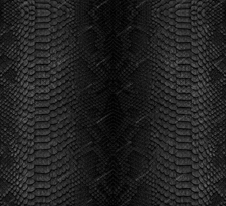 May include: Black textured snakeskin pattern. The pattern is symmetrical and has a repeating scale design.