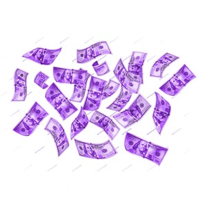 Raining Purple Money 100 Dollar Bills PNG Graphic Overlay - Falling Money PNG - File di download digitale istantaneo trasparente