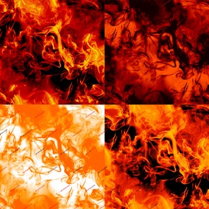 Orange Smokey Fire Seamless Digital Background Texture Bundle - Orange Fire PNG Wallpaper - Digital Download Files