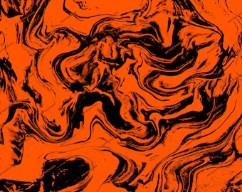 Orange + Black Marble Swirl Seamless Background Texture - Abstract Orange Liquid Marble Digital Paper Background - Digital Download Files