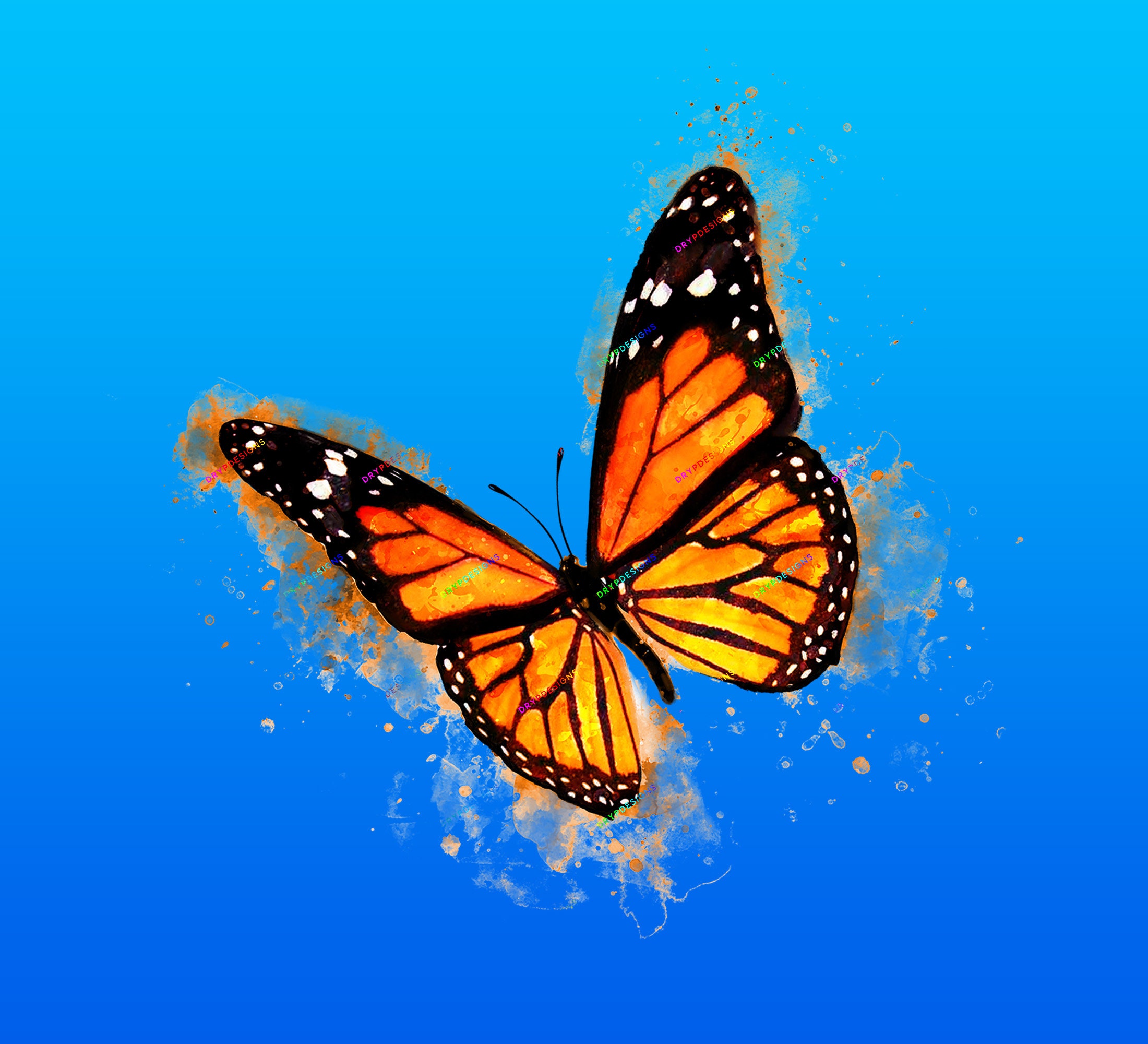 Watercolor Monarch Butterfly PNG Graphic - Digital Download File - Etsy