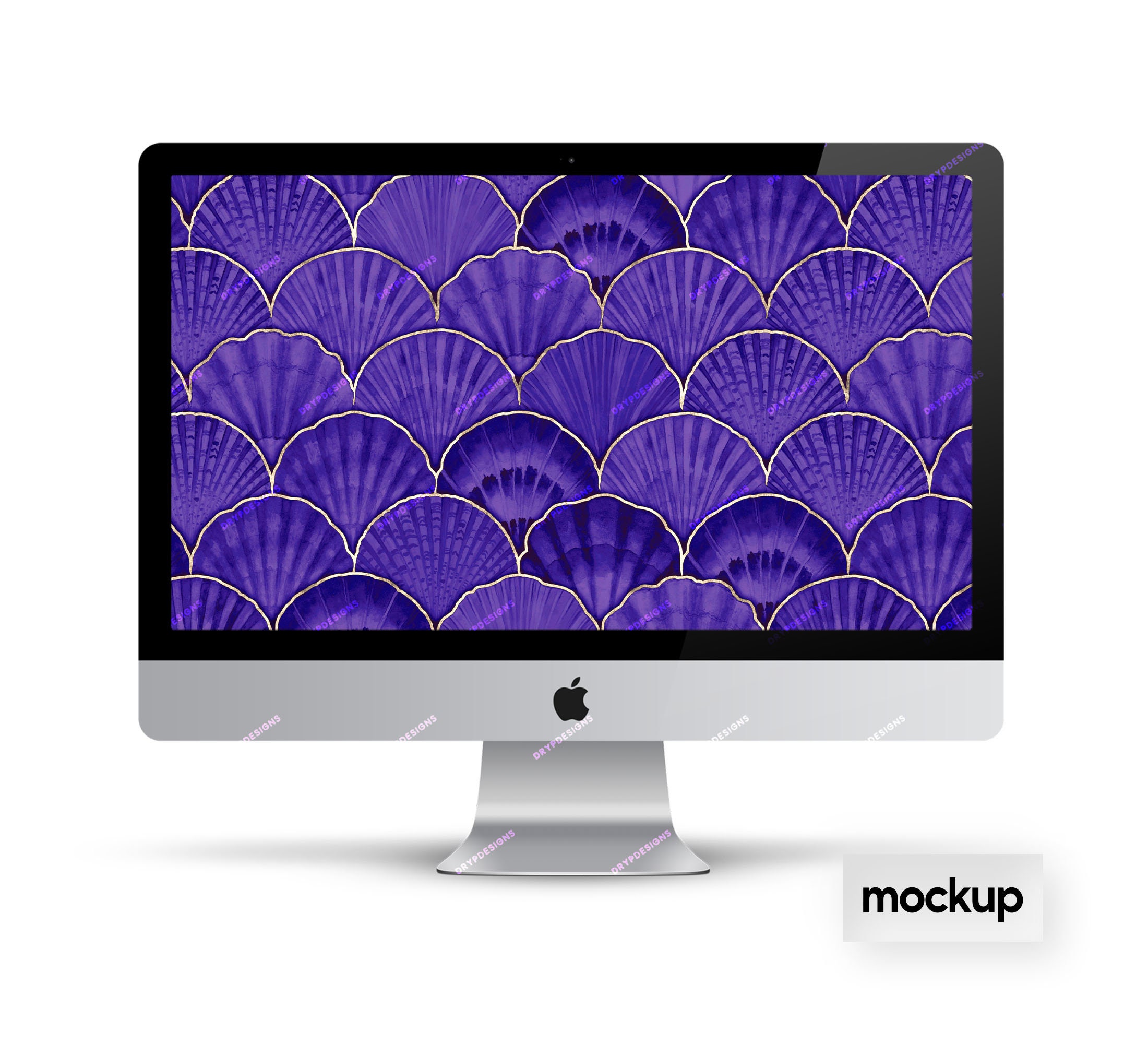 Gold + Purple Seashells Seamless Digital Paper Background - Tropical ...
